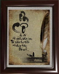 Tranh gạo màu thư pháp Ơn Cô