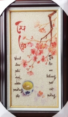 Tranh gạo màu thư pháp tài lộc GM3060