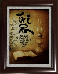 Tranh gạo thư pháp Tri Ân