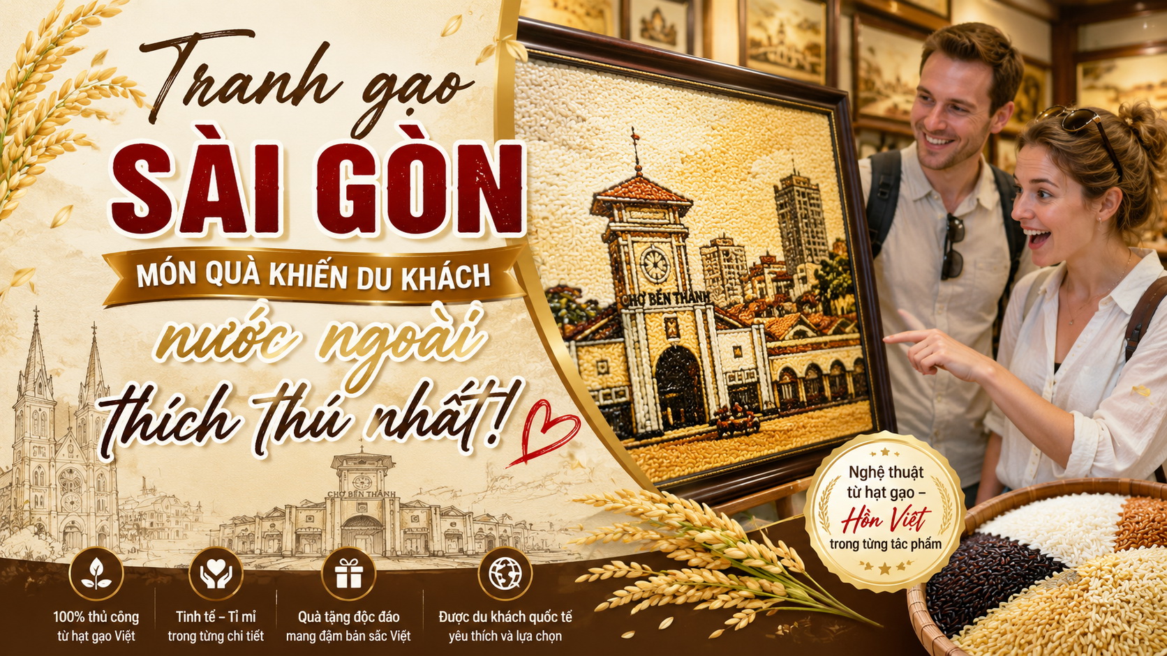 Tranh gạo Sài Gòn – Món quà khiến du khách nước ngoài thích thú nhất